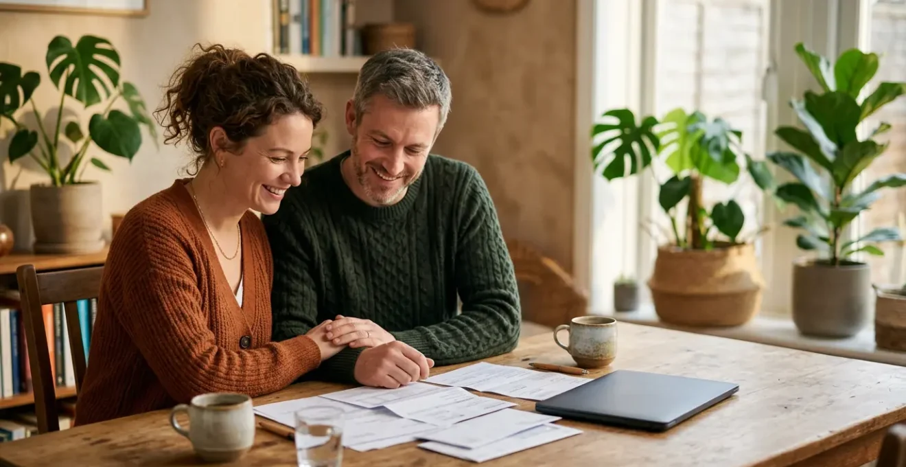 Couple discutant leur projet immobilier et économies sur l'assurance emprunteur