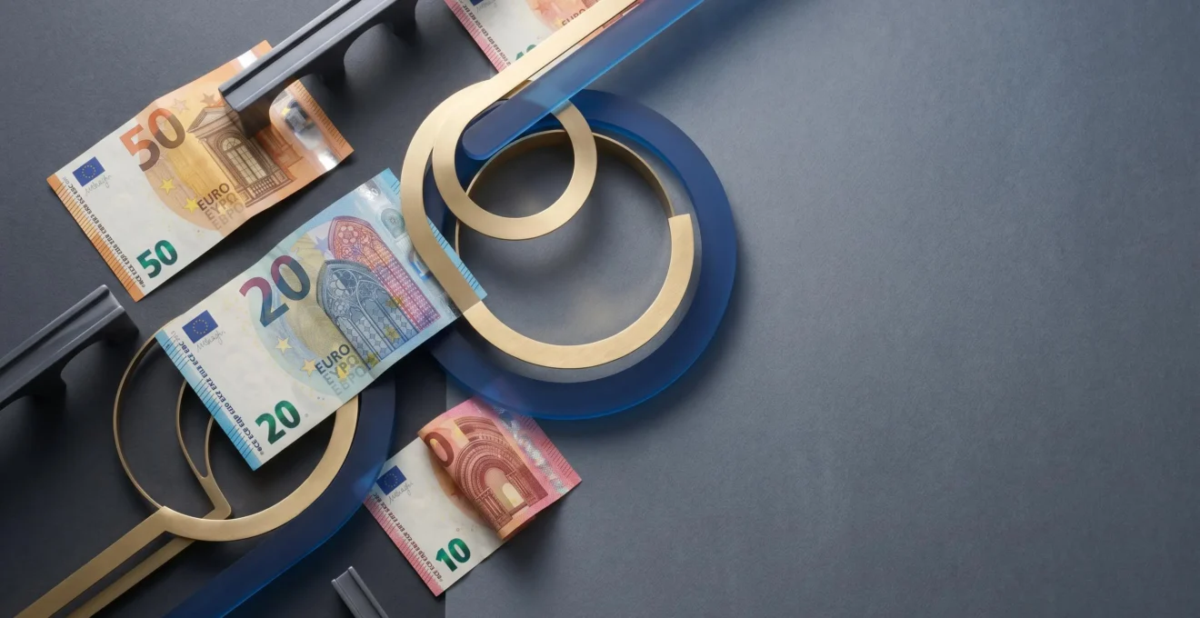 Représentation symbolique d'un transfert bancaire européen sécurisé dans l'espace SEPA