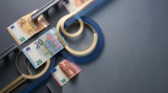 Représentation symbolique d'un transfert bancaire européen sécurisé dans l'espace SEPA